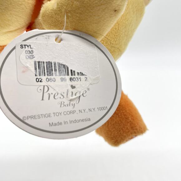 NWT Prestige Baby Small Yellow Plush Duck Orange Bow Gingham Checked Wings Feet - Picture 7 of 8